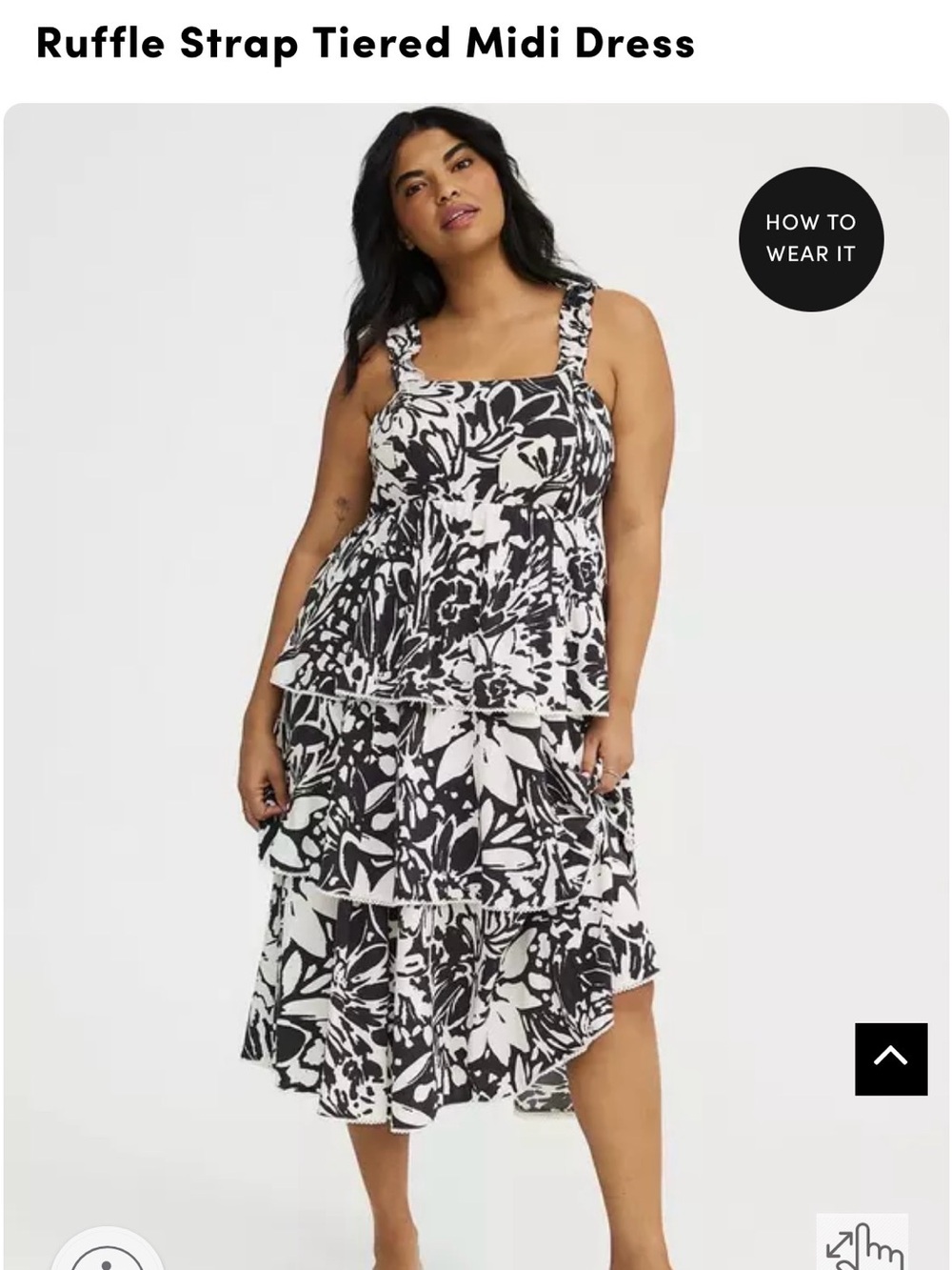 Torrid  Black and White Ruffle Strap Tiered Midi Dress